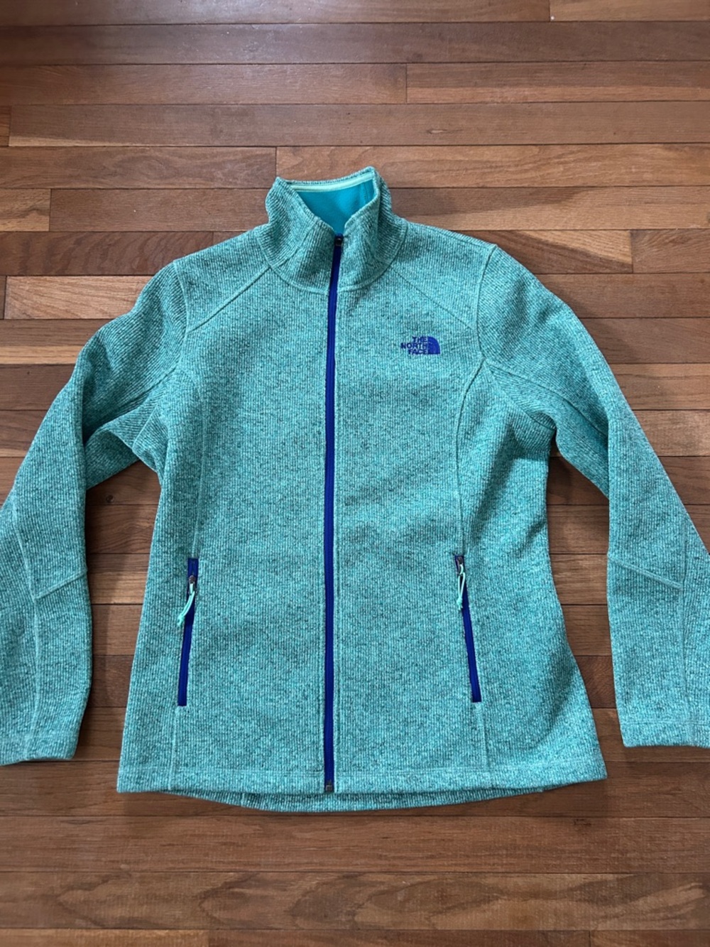 The North Face Women's Teal Knit Full-Zip Utility Jacket